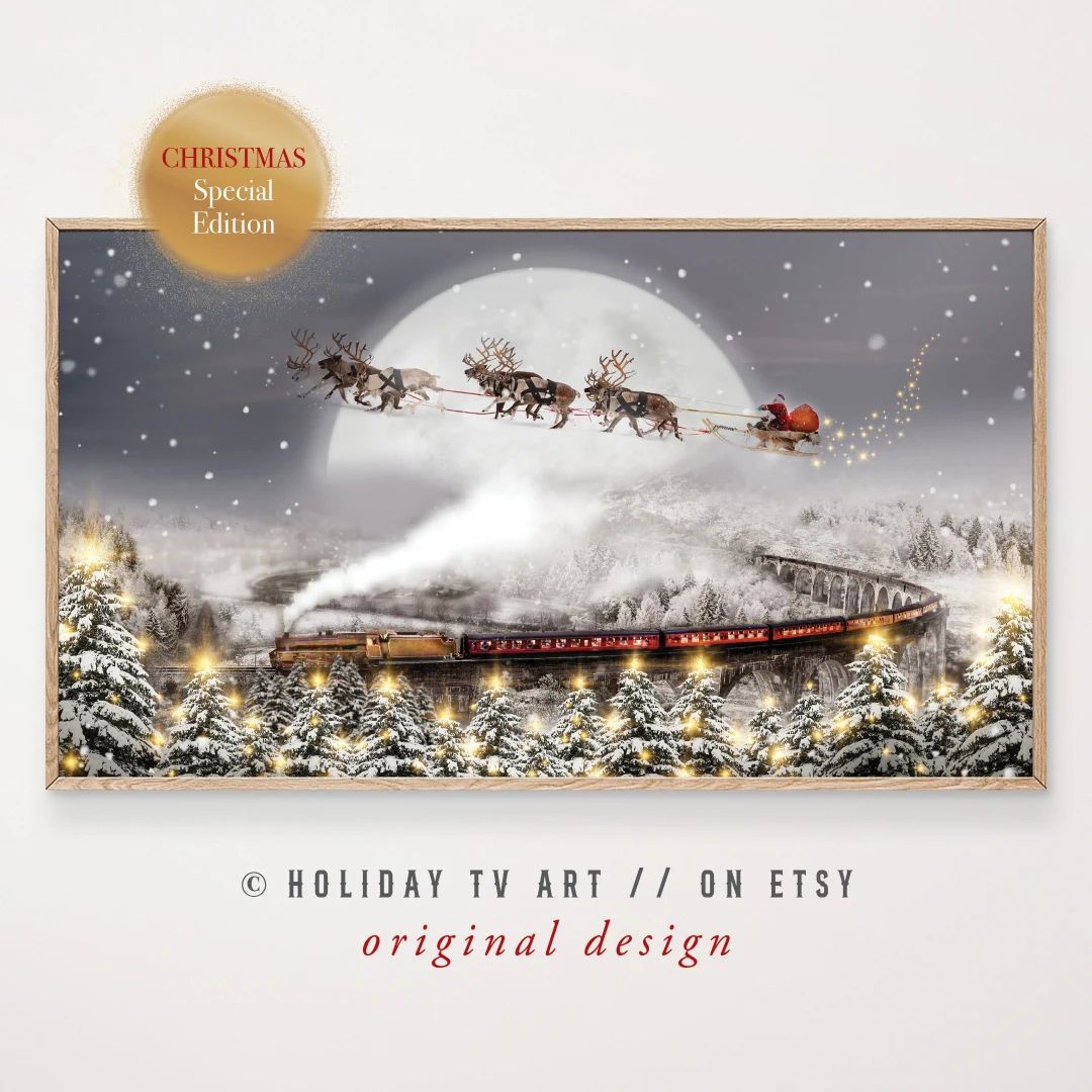 Samsung Frame TV Art,Christmas TV Art,Train Wall Art,Hogwarts Express,Glenfinnan Viaduct Print,Wi... | Etsy (US)