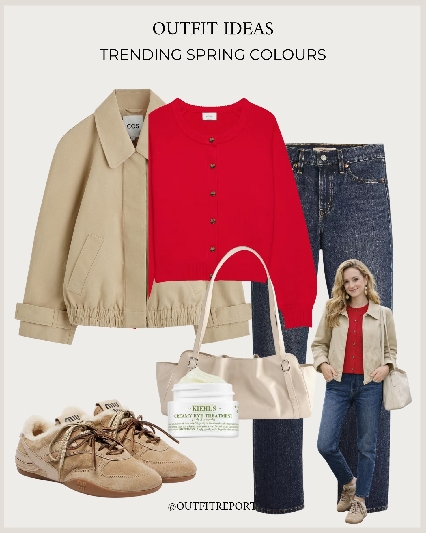 Spring outfit red jumper cardigans denim jeans miu miu shoes cropped coat 

#LTKstyletip #LTKspring #LTKjeans