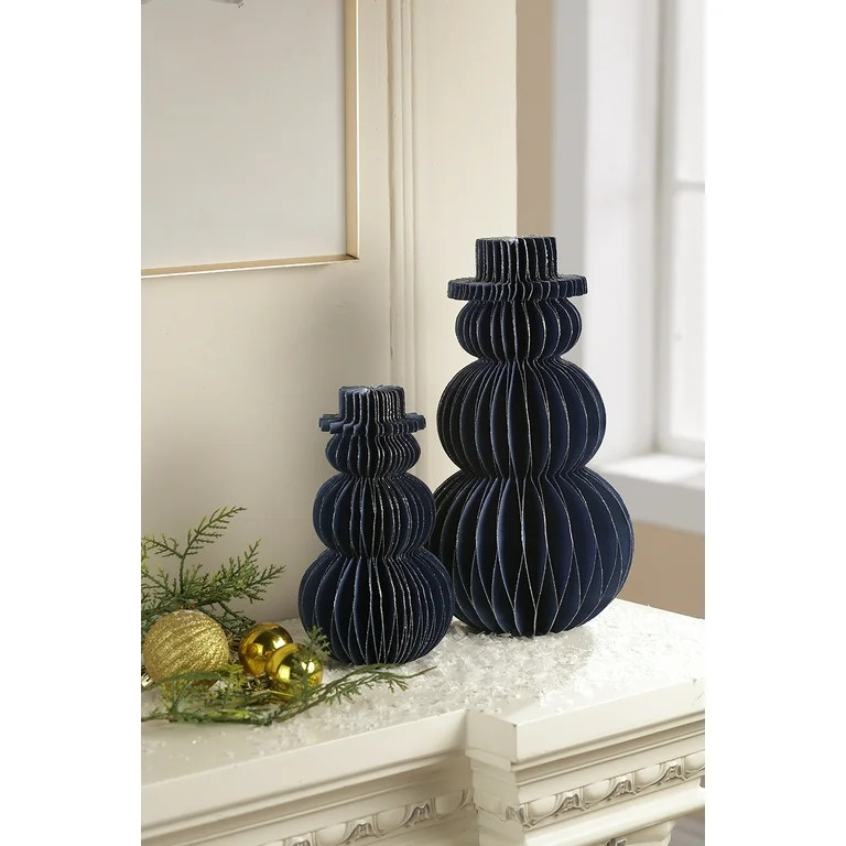 Paper Snowman Christmas Tabletop Decorations, Black, 2 Count, by Holiday Time | Walmart (US)