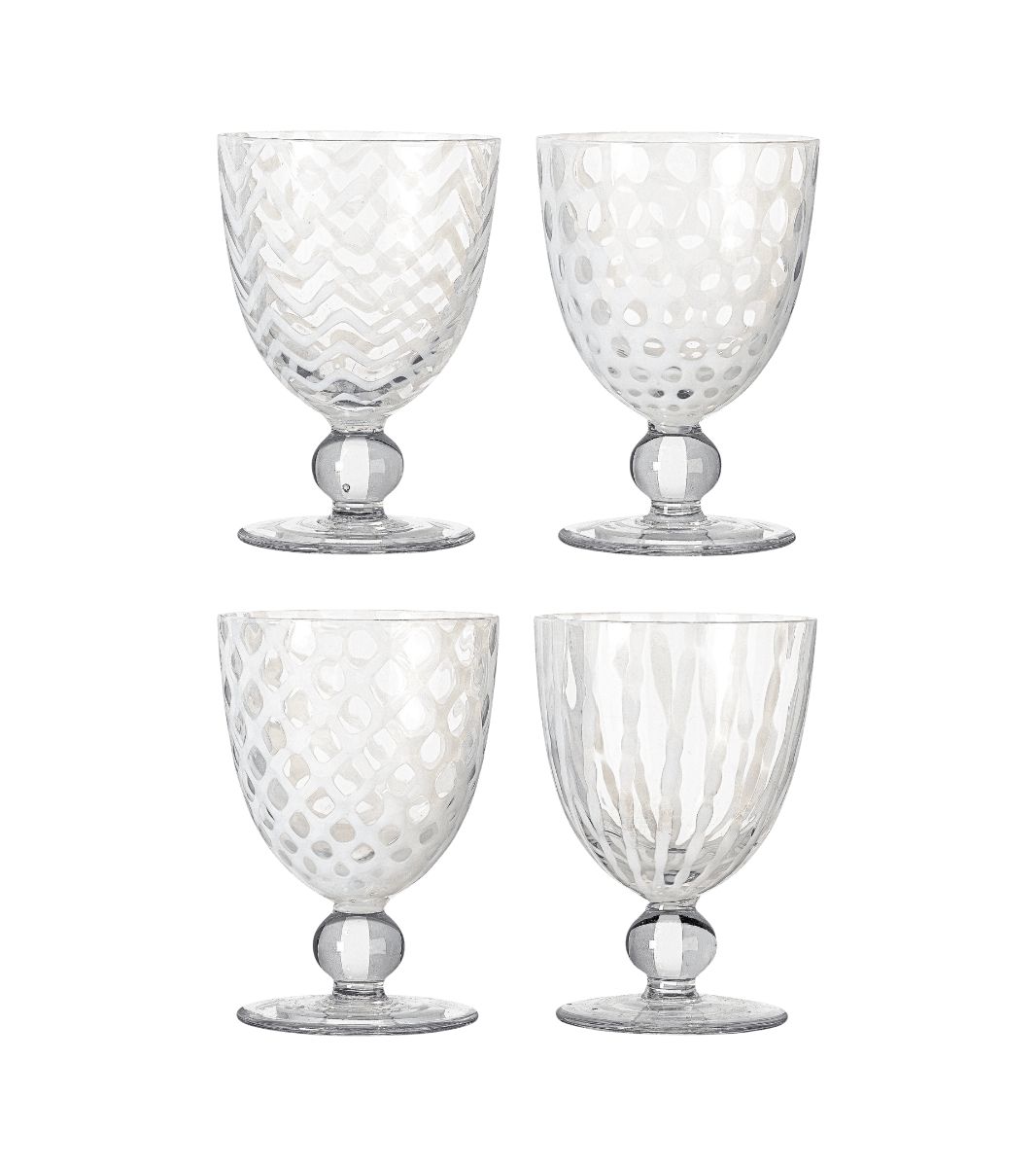Set of Four Small Pulcinella Wine Glasses - White | OKA US