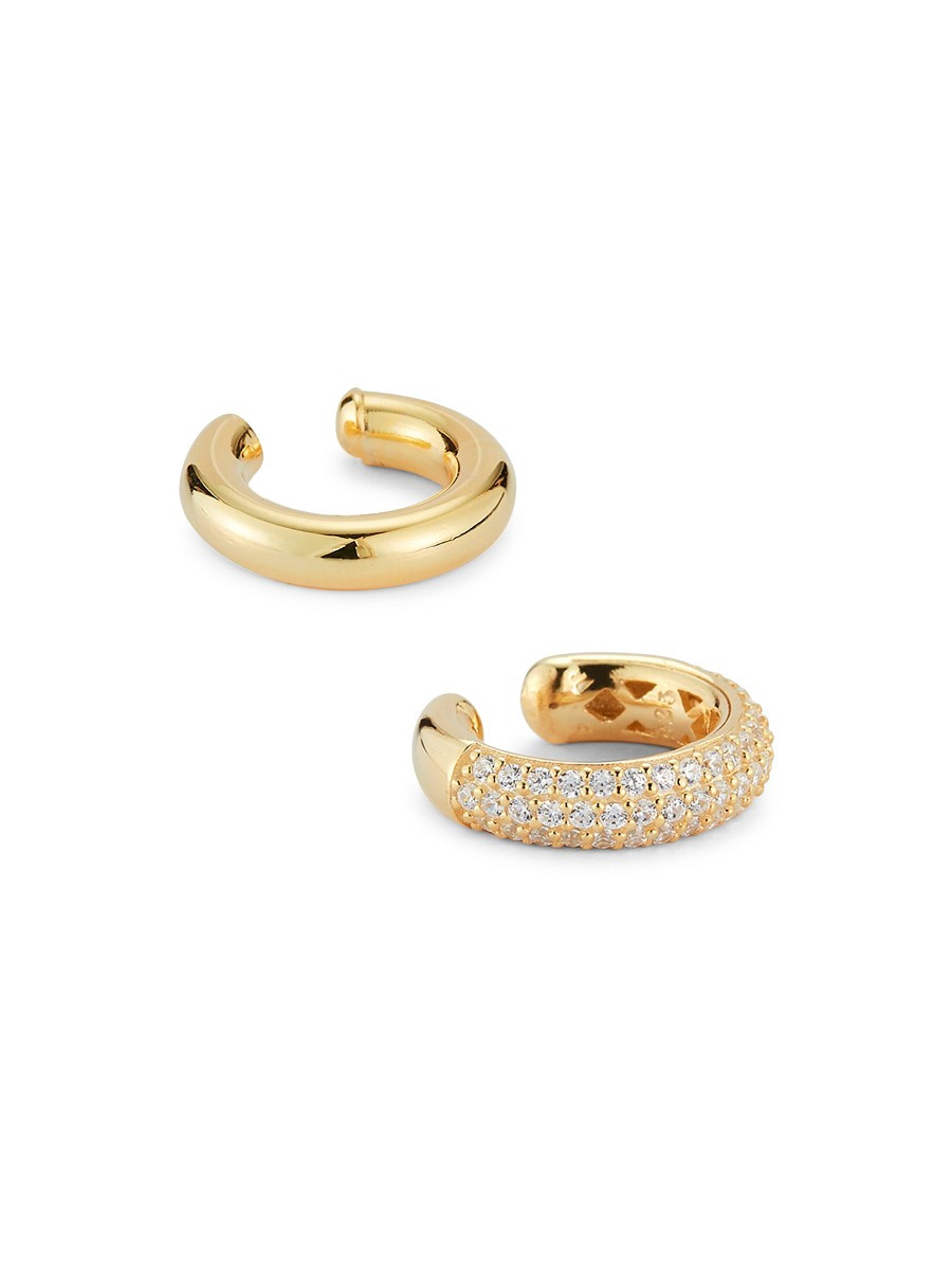 Chloe & Madison Women's 14K Goldplated Sterling Silver & Cubic Zirconia Ear Cuffs | Saks Fifth Avenue OFF 5TH