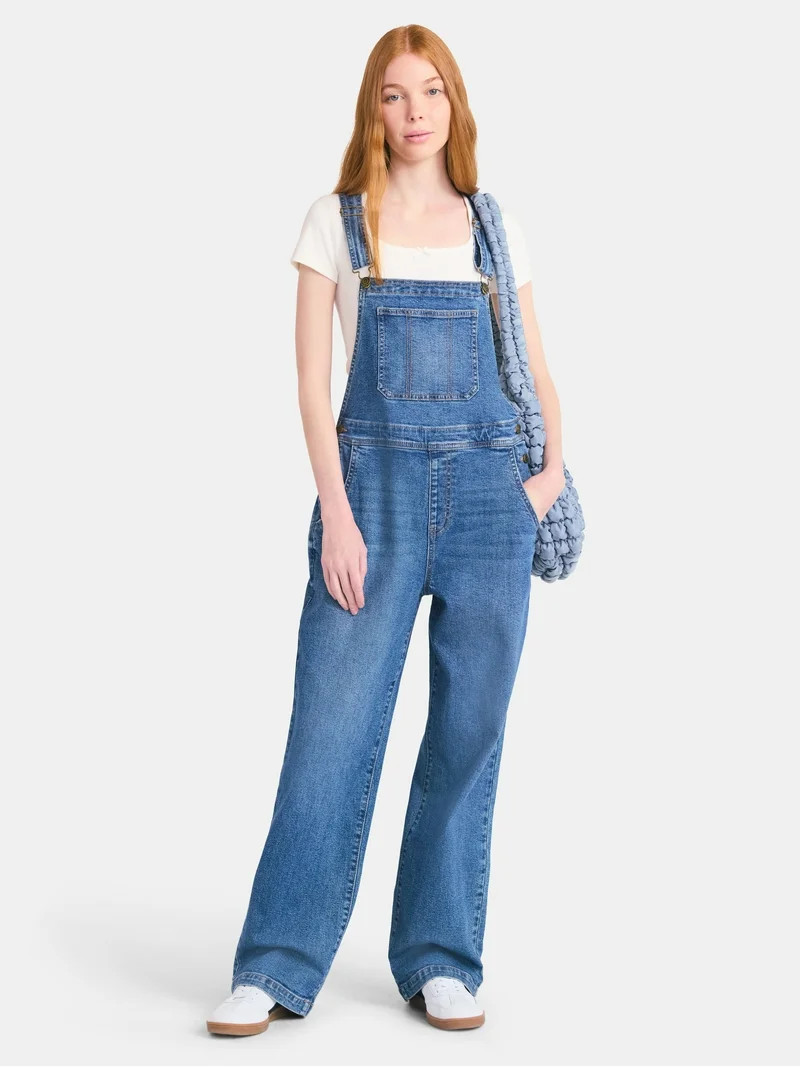 No Boundaries Baggy Denim Overalls, Women's | Walmart (US)