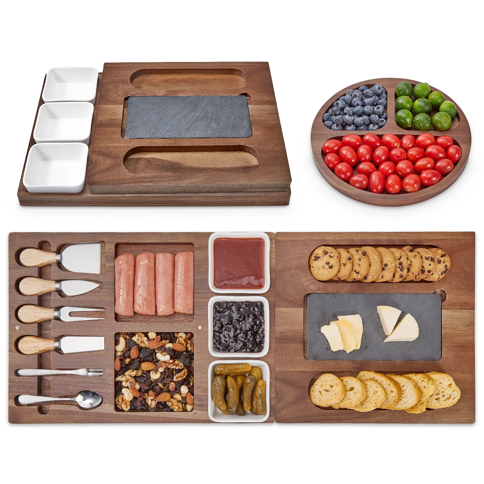 BENESKY Charcuterie Boards Set, Extra Large Wood Cheese Board Set with Knives, 3 Bowls & Marble C... | Walmart (US)