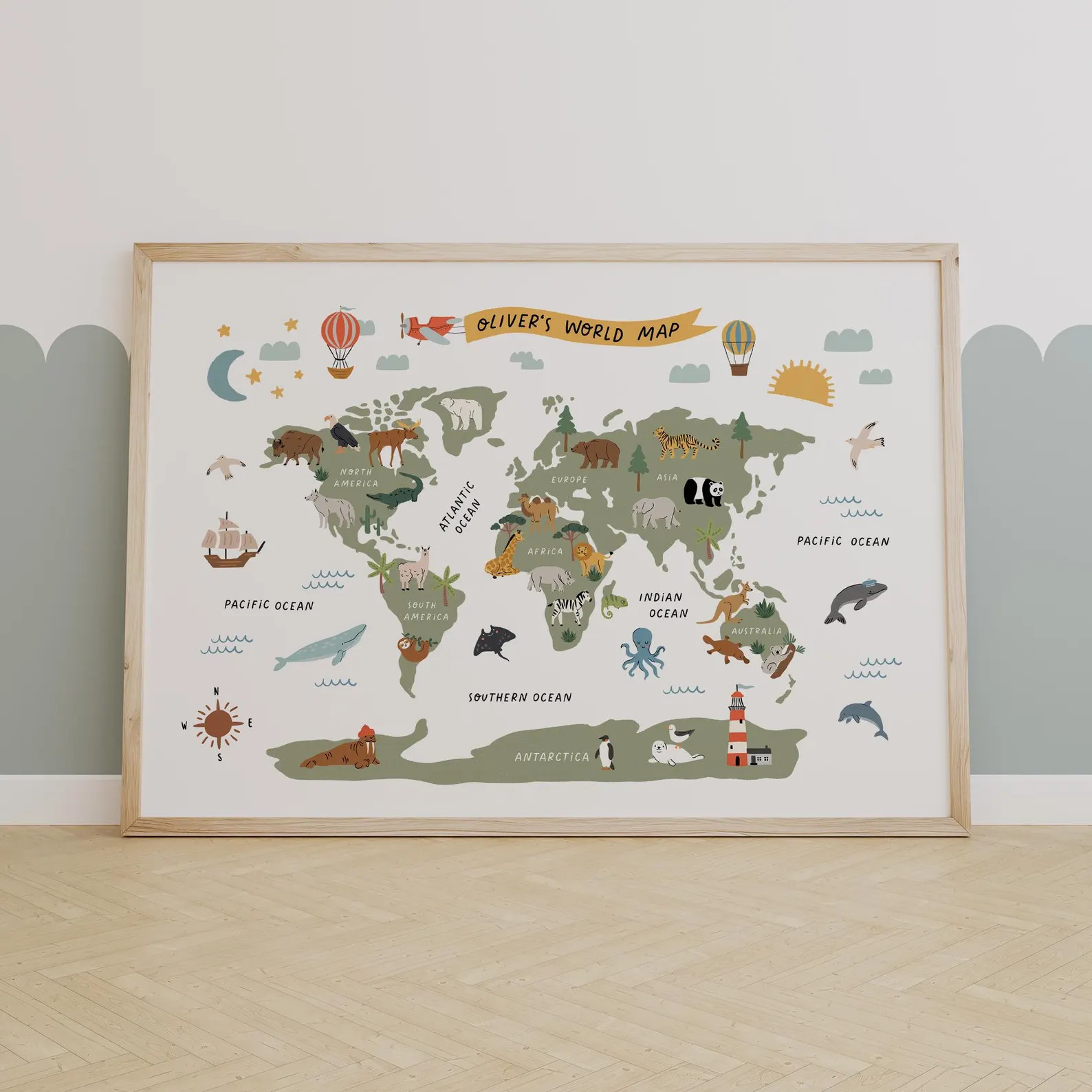 Personalized World Map Art Print: Montessori Decor, UNFRAMED | Etsy (Global)