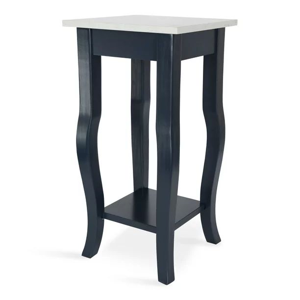 Kate and Laurel Lillian Glam Cultured Marble End Table, 12 x 12 x 24, White and Navy Blue, Chic S... | Walmart (US)