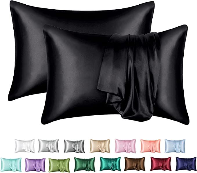 MR&HM Satin Pillowcase for Hair and Skin, Silk Satin Pillowcase 2 Pack, Queen Size Pillow Cases S... | Amazon (US)