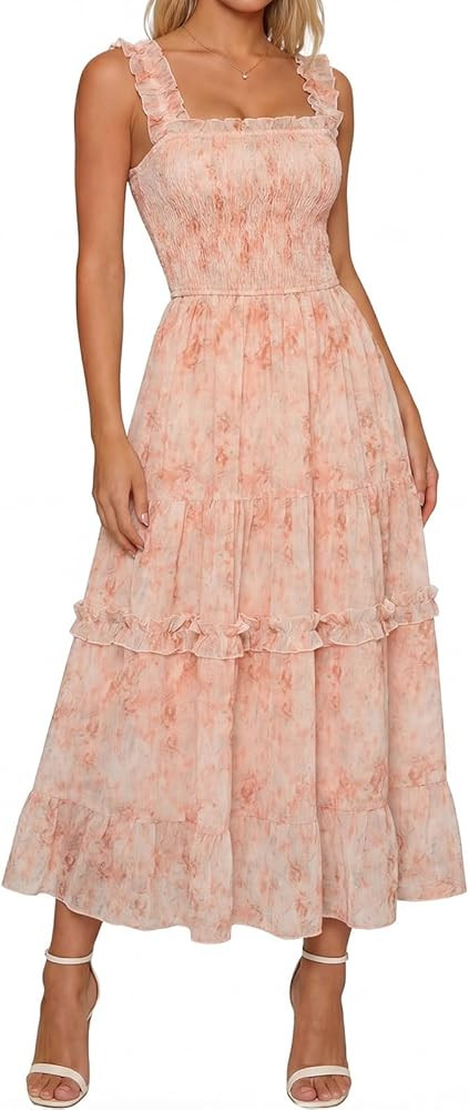 SCARLET DARKNESS Floral Dress for Women 2026 Flowy Sundress Smocked Cottagecore Dresses | Amazon (US)