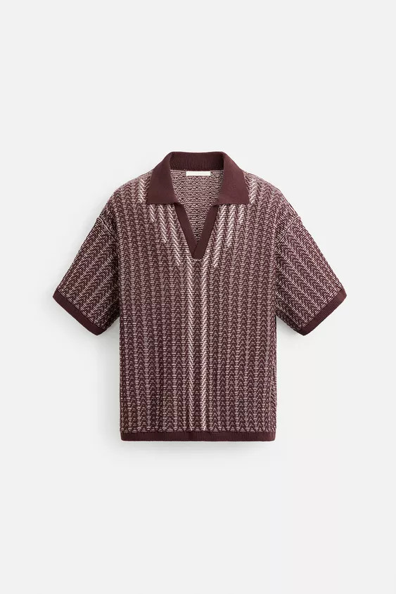 CONTRAST TEXTURED KNIT POLO | Zara US