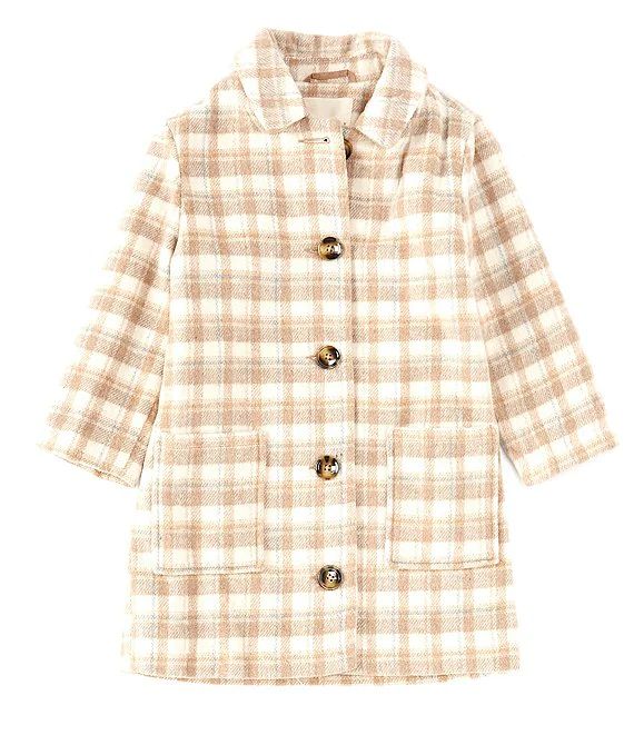 Copper Key Little Girls 2T-6X Plaid Notch Collar Long Sleeve Button Coat | Dillard's | Dillard's