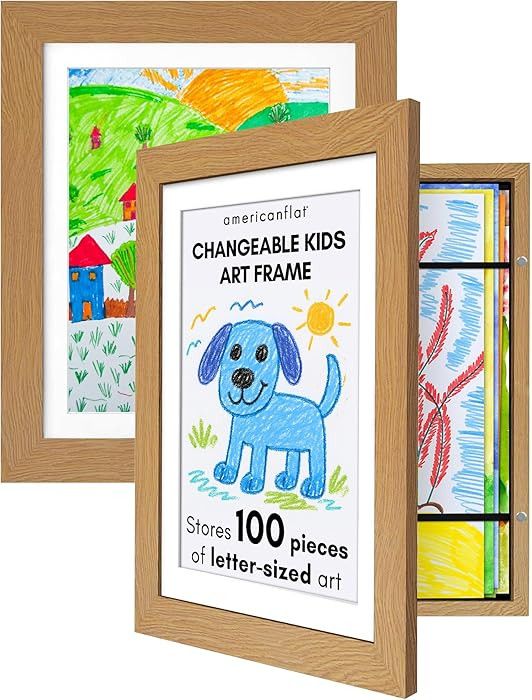 Americanflat Portarretratos de roble de 10" x 12.5" para obra de arte, exhibe 8.5" x 11" con pasp... | Amazon (US)