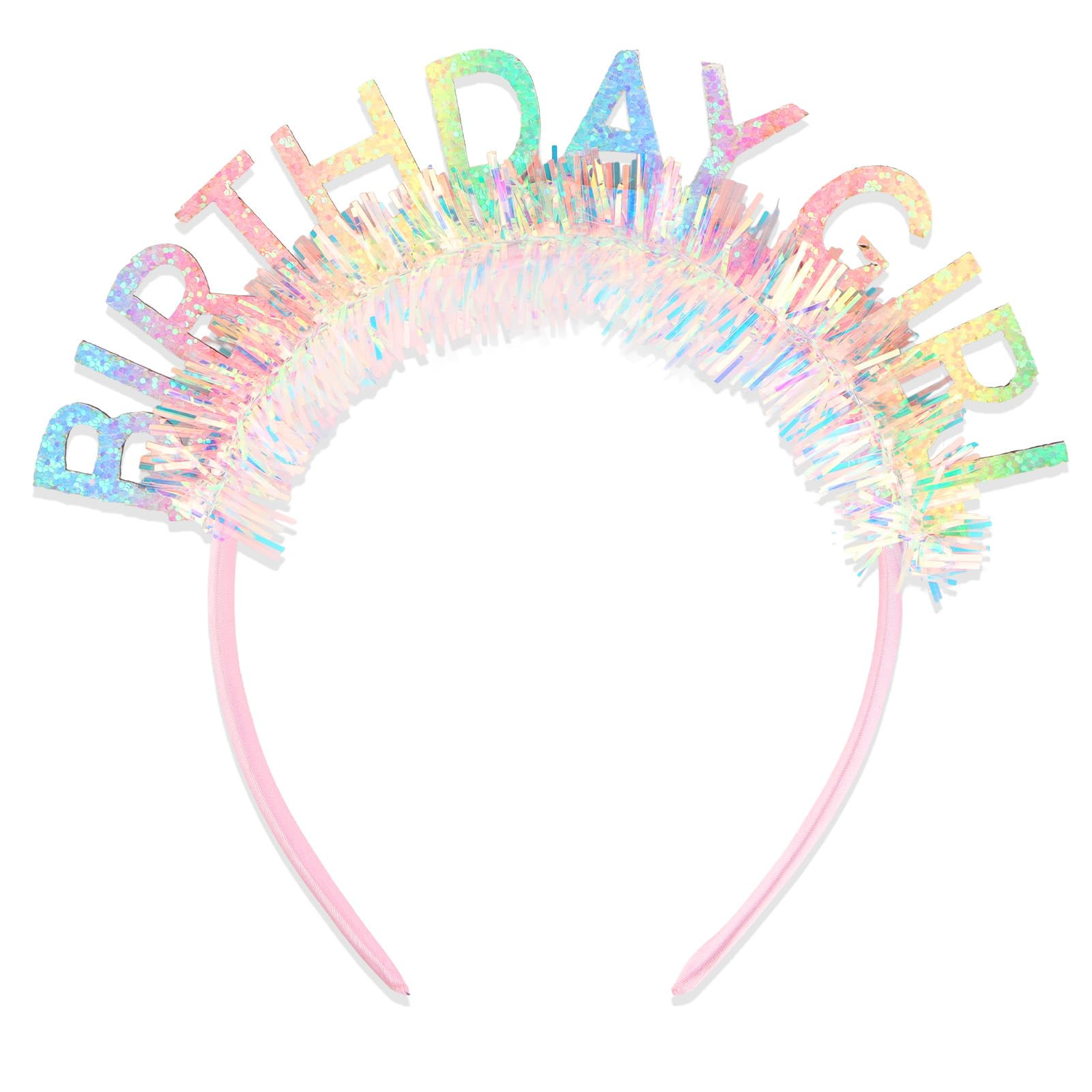 CIEHER Rainbow Colorful Birthday Girl Headband Birthday Crown for Women Girls Birthday Tiara | Amazon (US)