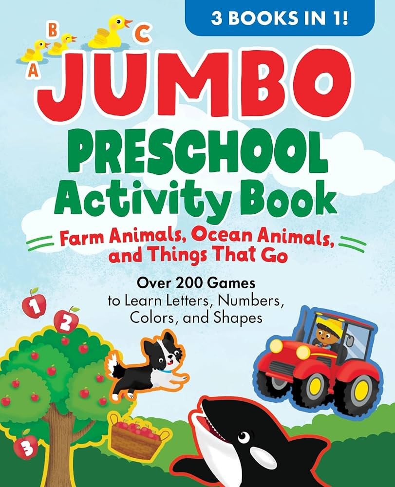 Jumbo Preschool Activity Book: Farm Animals, Ocean Animals, and Things That Go: Over 225 Games to... | Amazon (US)
