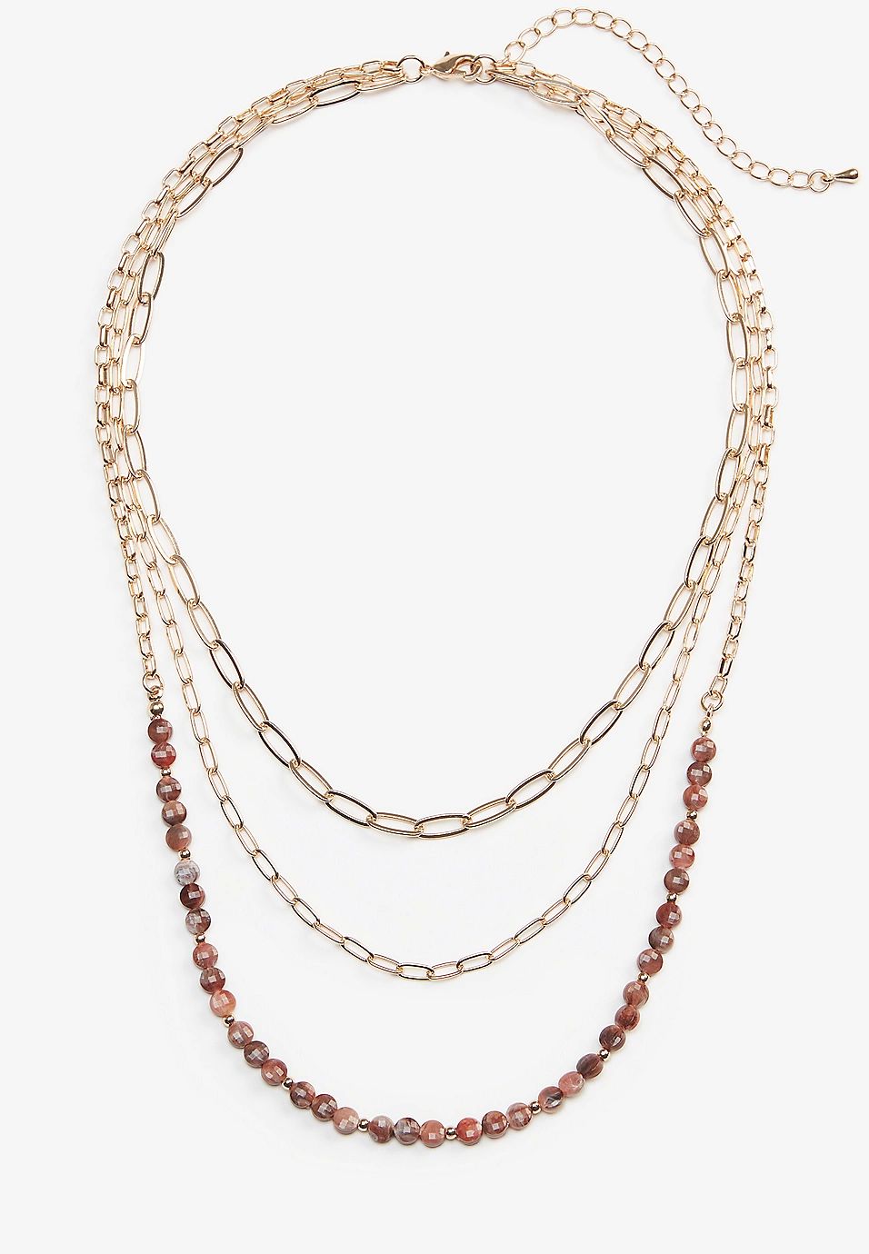 Pink Bead Layered Drape Necklace | Maurices