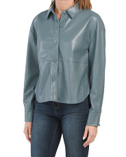 Faux Leather Button Down Top | Marshalls