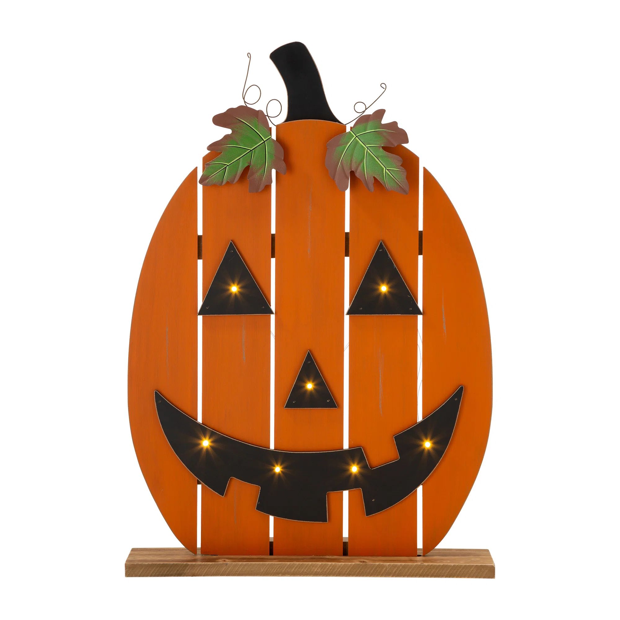 LED Lighted Wooden  Pumpkin Porch Decor | Wayfair North America