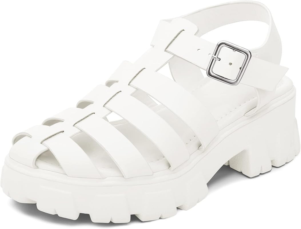 mysoft Women's Fisherman Platform Sandals Ankle Strap Lug Sole Hollow Out Closed Toe Chunky Summer S | Amazon (US)