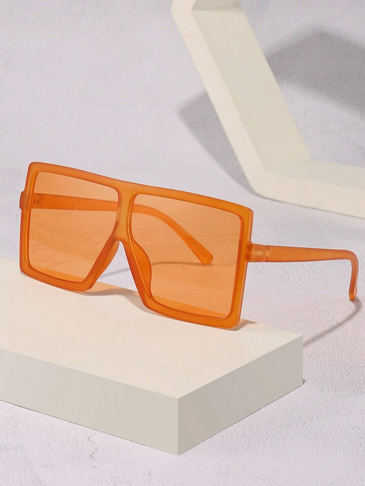 1pc Women's Fashionable Oversized Orange Frame Eyeglasses, Suitable For Daily Wear | SHEIN | SHEIN
