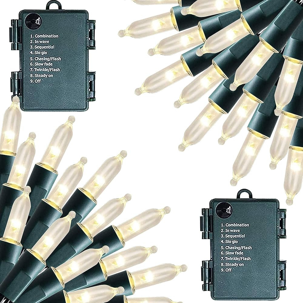 Dazzle Bright Battery Operated Christmas Lights, 2 Pack 32Ft 100LED Clear Mini String Lights Wate... | Amazon (US)