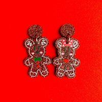 Glitter Gingerbread Mickey & Minnie Earrings | Etsy (US)