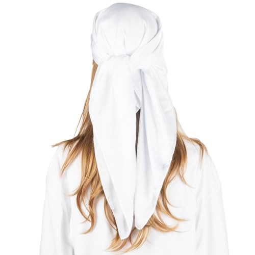 RIIQIICHY 35 Inch White Head Scarf for Women Hair Scarf Like Silk Scarf Square Scarf Bandanas for Women | Amazon (US)