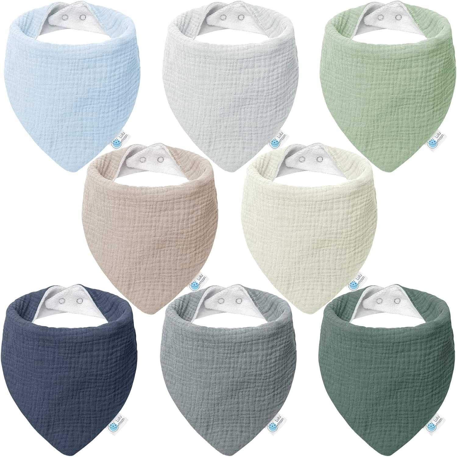 Lulumoon Muslin Baby Bibs 100% Cotton Baby Bandana Drool Bibs for Teething and Drooling, 8 Pack | Amazon (US)