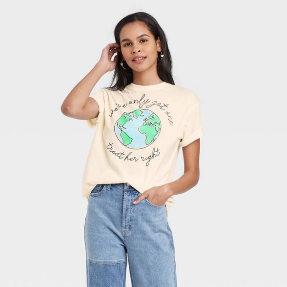 Women's We've Only Got One Short Sleeve Graphic T-Shirt - Cream | Target
