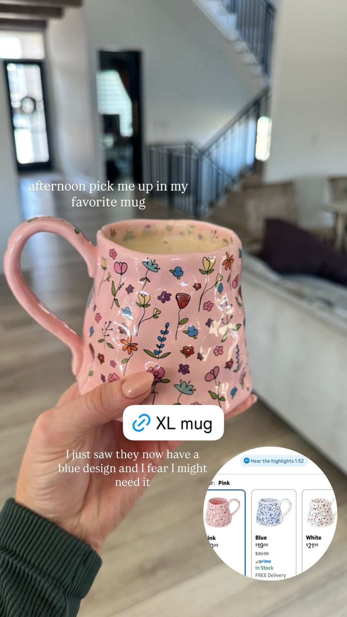 afternoon pick me up in my favorite mug I just saw they now have a blue design and I fear I might need it

#LTKmorningroutine #LTKmomlife #LTKselfcare