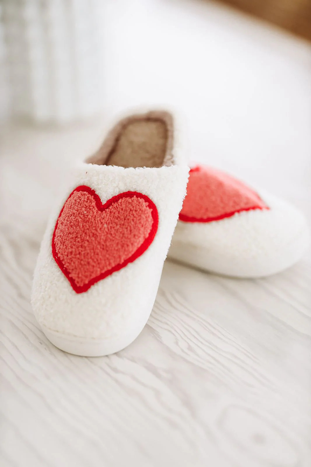 Heart Slippers - White, Red and Pink | Hazel and Olive