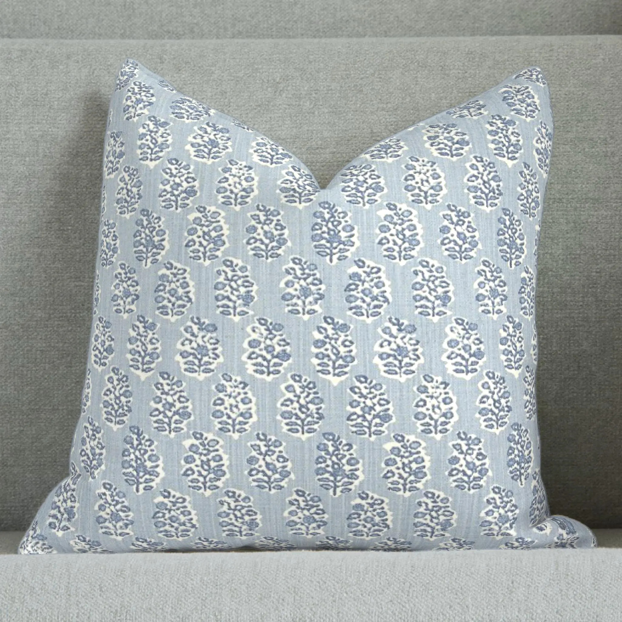 Blue Floral Throw Pillow Cover, Linen Cotton Blend, Square, Lumbar, Cushion Cover, Pillow Case, 1... | Etsy (Global)