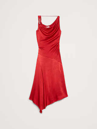 Hammered Satin Twist-Shoulder Dress | Banana Republic (US)