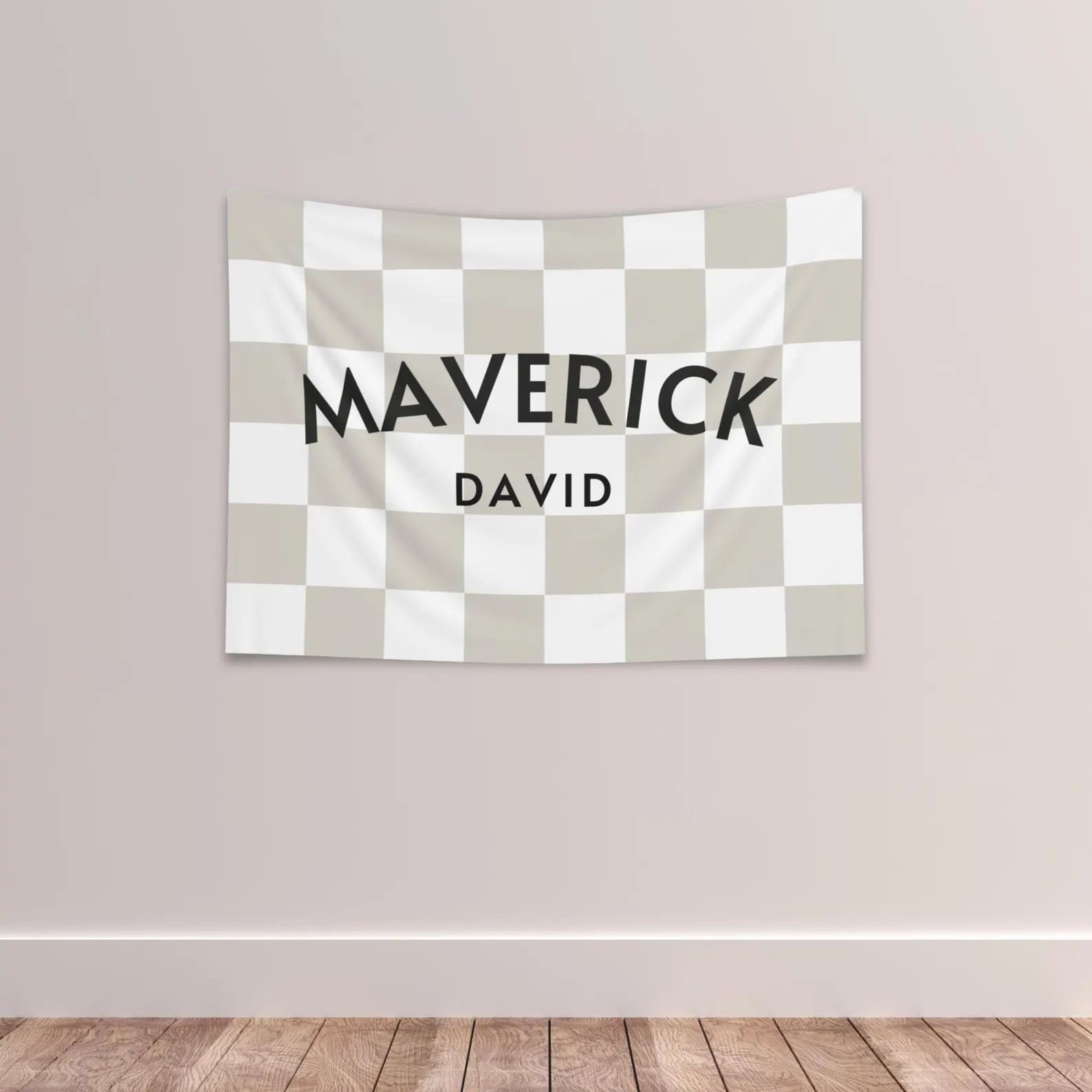 Checkered Name Banner Custom Boy Name Sign Boy Nursery Wall Decor Checkered Room Decor Boy Room D... | Etsy (Global)
