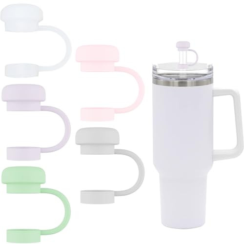5Pcs 0.4in/10mm Diameter Silicone Straw Cover Cap for Stanley Cup,Straw Toppers Compatible with Stanley 20 30&40 Oz Tumbler with Handle,Dust-Proof Reusable Drinking Straw Tips Lids | Amazon (US)