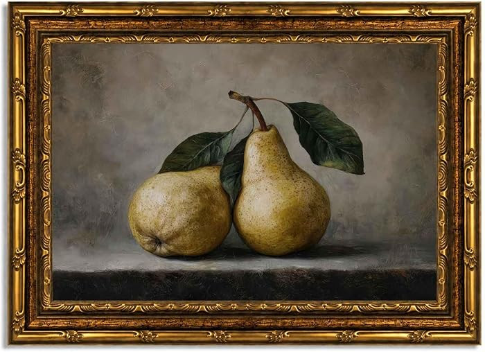 Vintage Gold Framed Pear Canvas Wall Art, Farmhouse Kitchen Decor, 12x16in | Amazon (US)