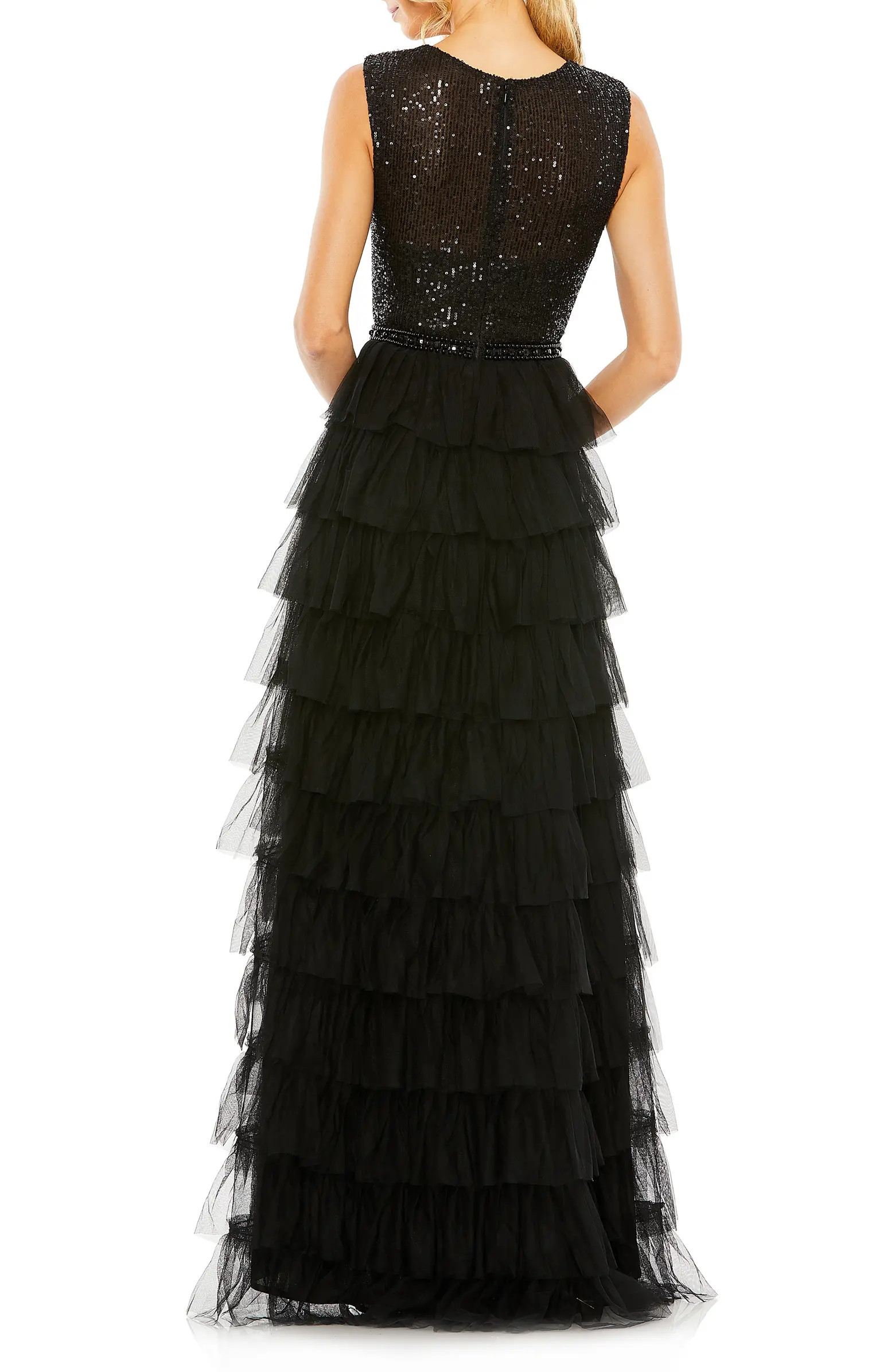 Sequin Tulle Ruffle Tiered Gown | Nordstrom