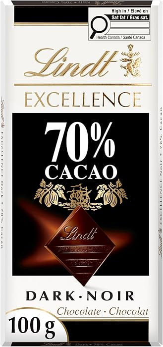 Lindt EXCELLENCE 70% Cacao Dark Chocolate Bar, 100 Grams | Amazon (CA)