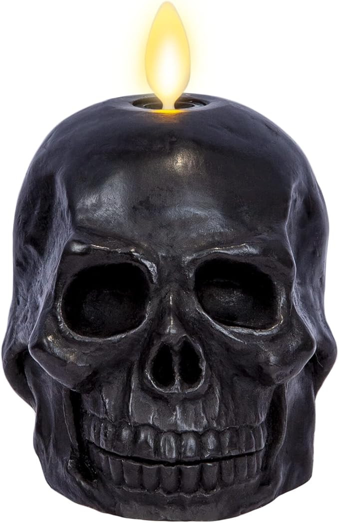 Luminara Flameless Single LED Moving Flame Small Skeleton Skull Figural (3.75" x 4.25") Real Wax ... | Amazon (US)