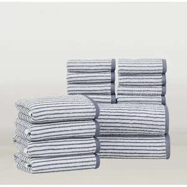 Brooklyn Loom Everyday Jacquard Stripe 14 Piece Towel Set - Bed Bath & Beyond - 42368934 | Bed Bath & Beyond