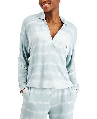 Alfani Collared French Terry V-Neck Sleep Top, Created for Macy's & Reviews - All Pajamas, Robes ... | Macys (US)