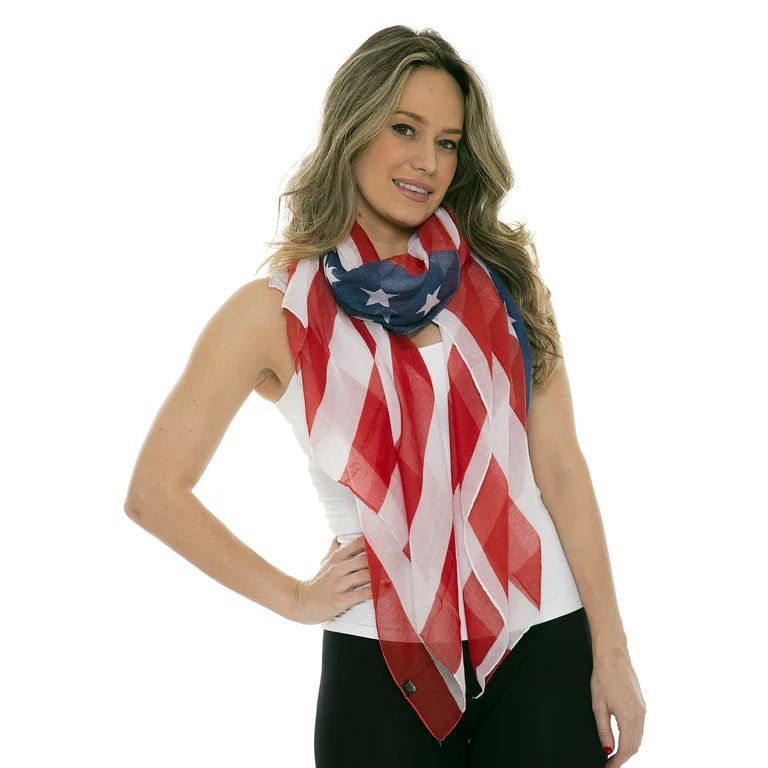 Empire Cove Patriotic USA American Flag Long Scarf Red White Scarves Shawls Wraps | Walmart (US)