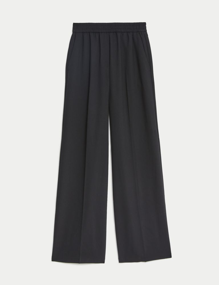Woven Elasticated Waist Wide Leg Trousers | M&S Collection | M&S | Marks & Spencer (UK)