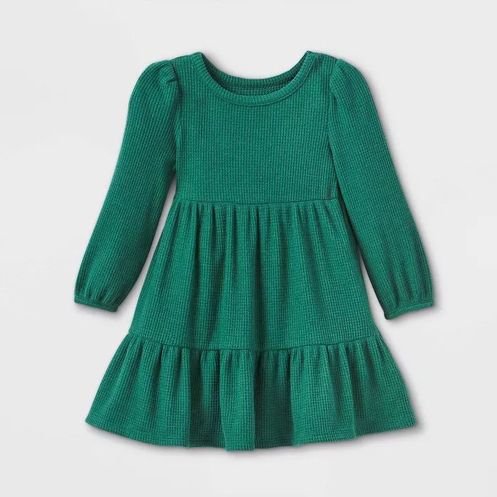 Toddler Girls' Tiered Cozy Long Sleeve Dress - Cat & Jack™ Teal | Target