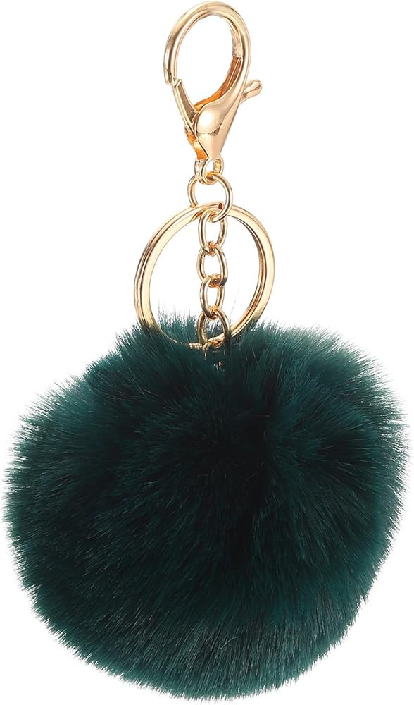 uxcell Pom Pom Keychain, Faux Rabbit Fur Puff Ball for Women Purse | Amazon (US)