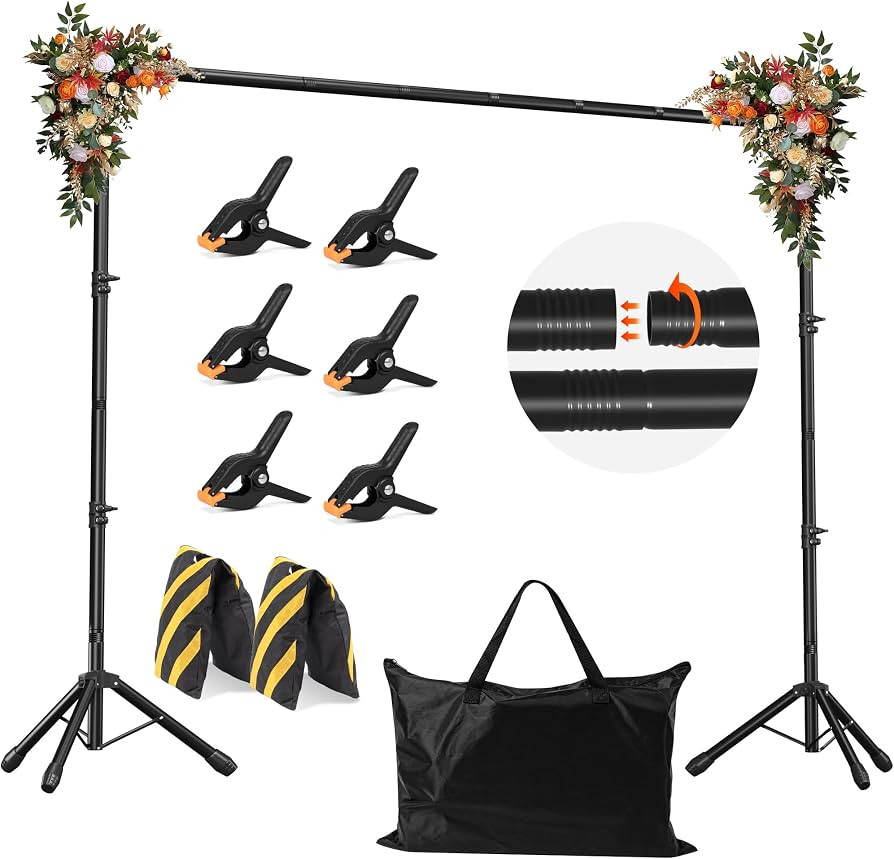 Backdrop Stand, Adjustable 10x7.5 FT Background Stand Backdrop for Parties, Photo Video Studio, P... | Amazon (US)