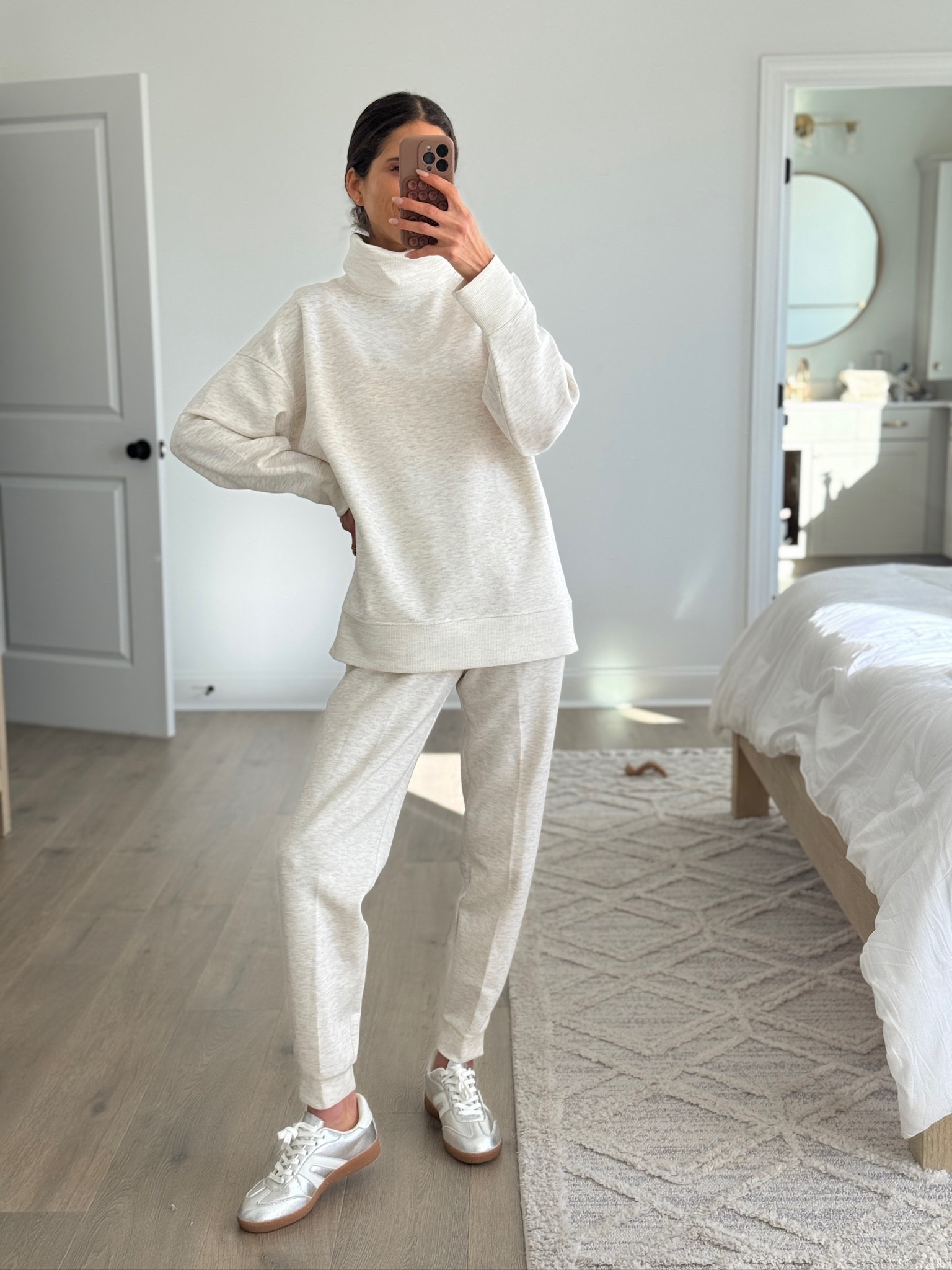 Neutral loungewear set, matching lounge outfit, athleisure style, cozy everyday outfit, casual neutral outfit, travel outfit idea, work from home outfit, comfortable lounge wear, relaxed fit set, minimalist outfit, fall winter loungewear, casual sneaker outfit, everyday athleisure look, neutral basics, comfy outfit for errands, school drop off outfit, soft knit loungewear set

#LTKdayinmylife #LTKmorningroutine #LTKFindsUnder50