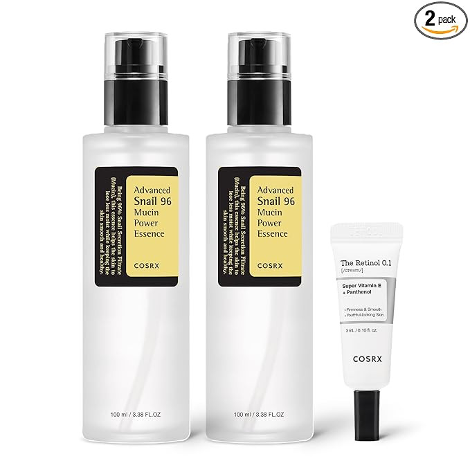 COSRX Snail 96% Mucin Power Essence 2ea & Retinol 0.1% Cream Mini Sample 1ea, Glass Skin Starter ... | Amazon (US)