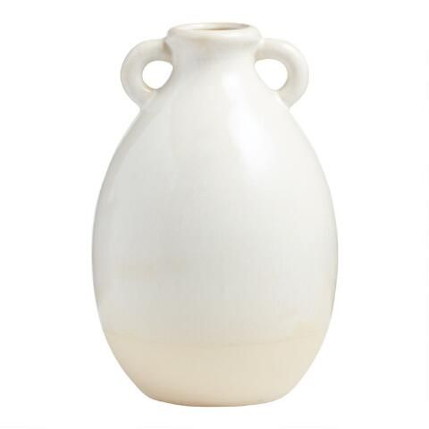 Ivory Pearlescent Reactive Glaze Olivia Jug Vase | World Market