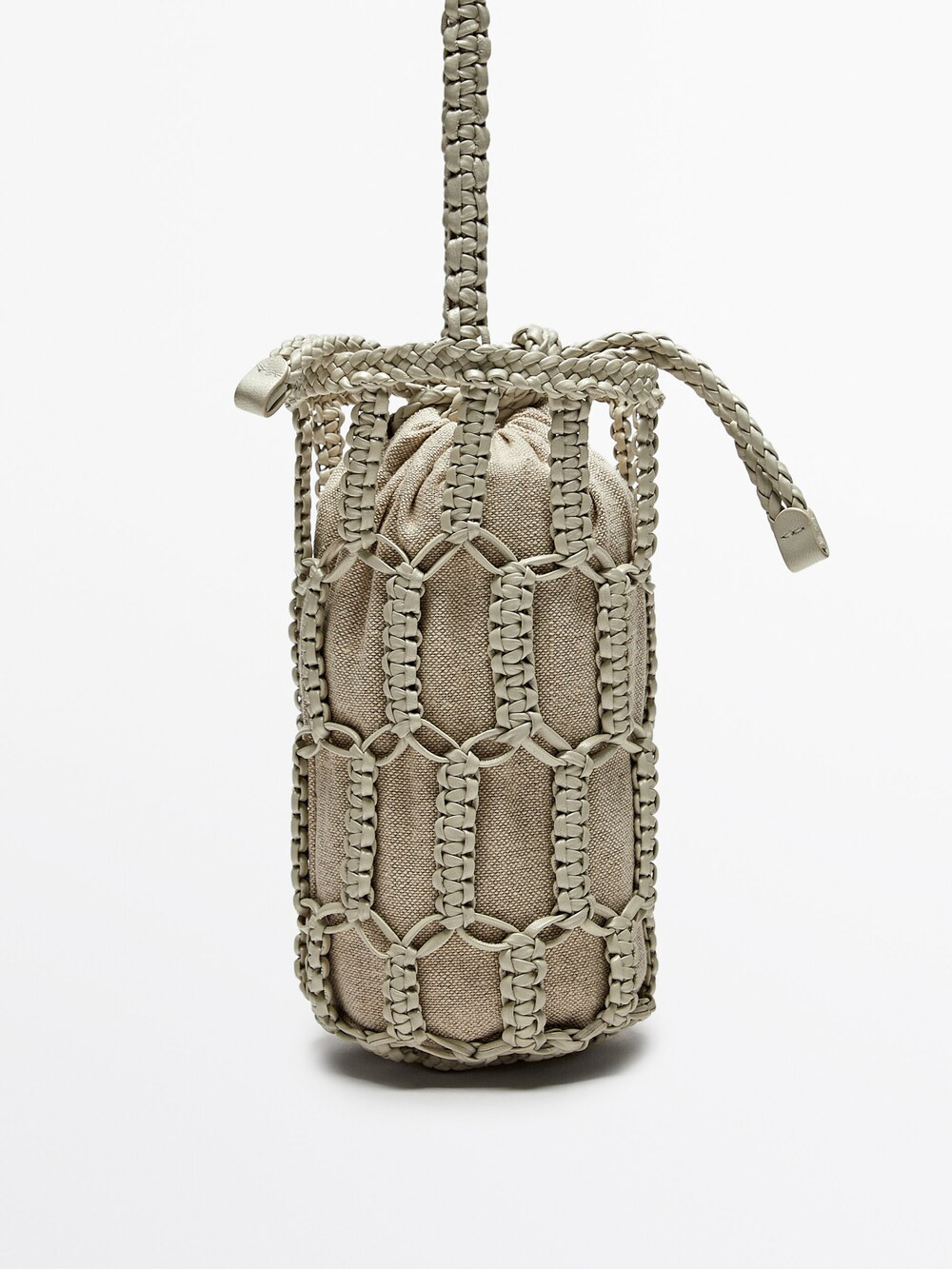 Mini-Bucket-Tasche aus geflochtenem Nappaleder | Massimo Dutti DE