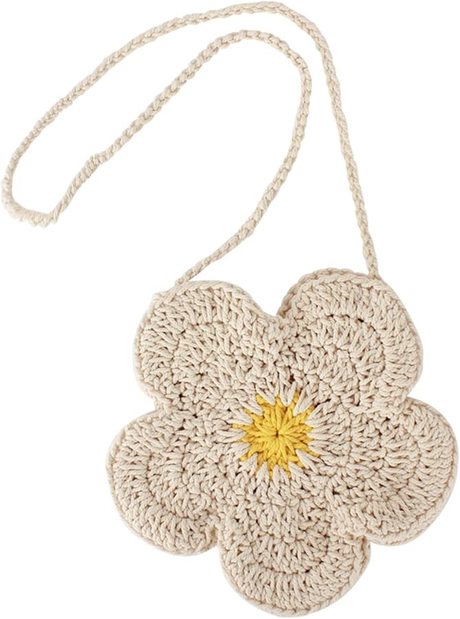 Women Girls Mini Flower Crochet Crossbody Shoulder Bag Handbag Purse | Amazon (US)