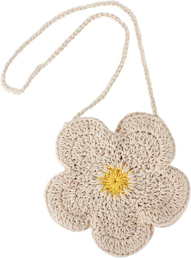 Little Girls Fashion Flower Crossbody Shoulder Bag Crochet Messenger Handbag Toddler Purse | Amazon (US)