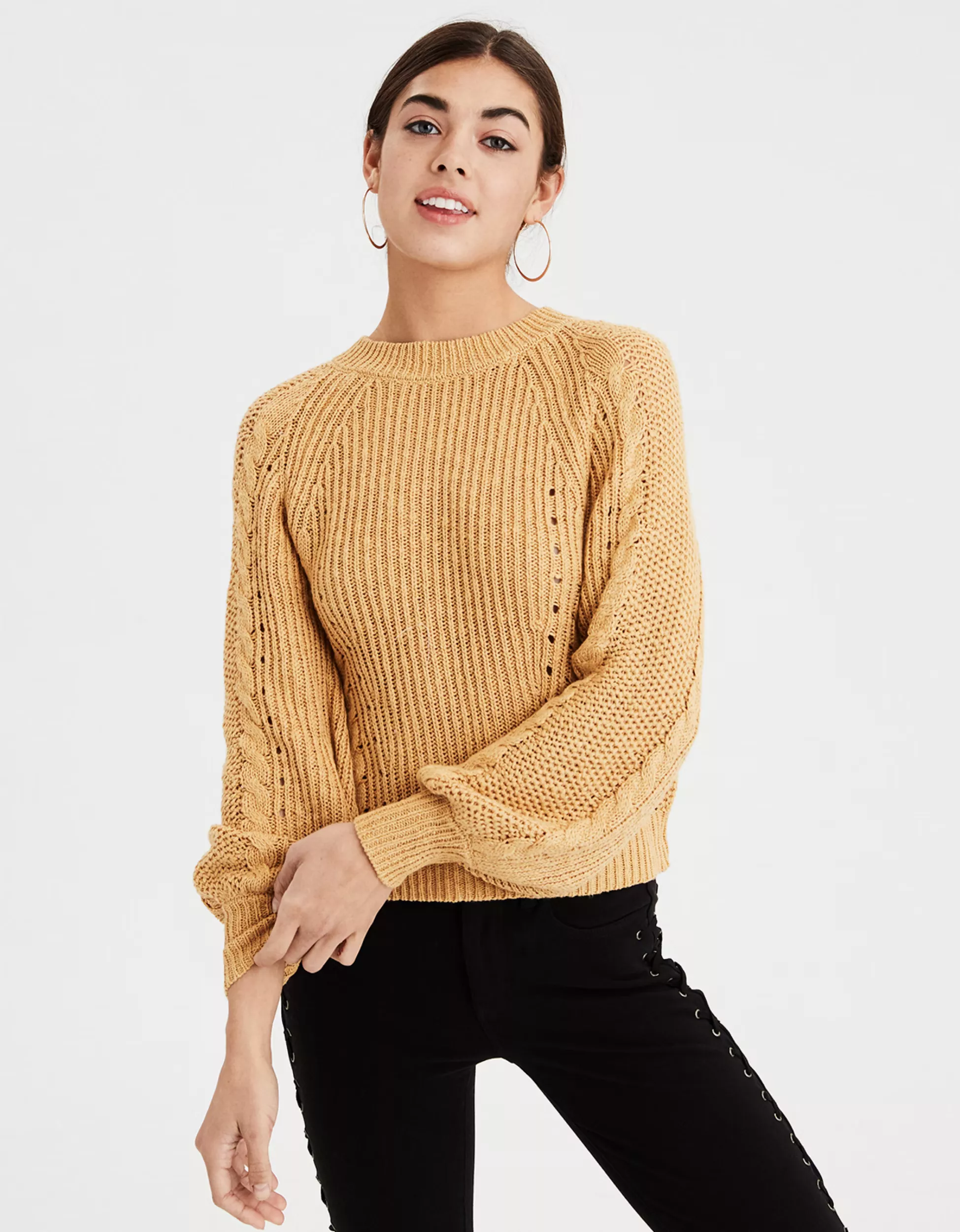 Ae chunky cable knit sweater hotsell